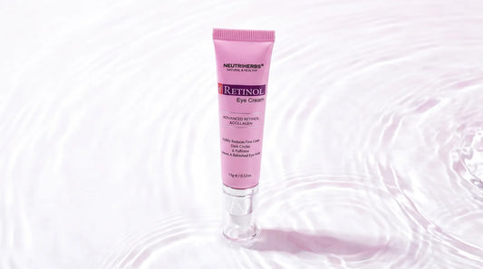 Neutriherbs Pro Retinol Ogonkram, rosa vattenbakgrund