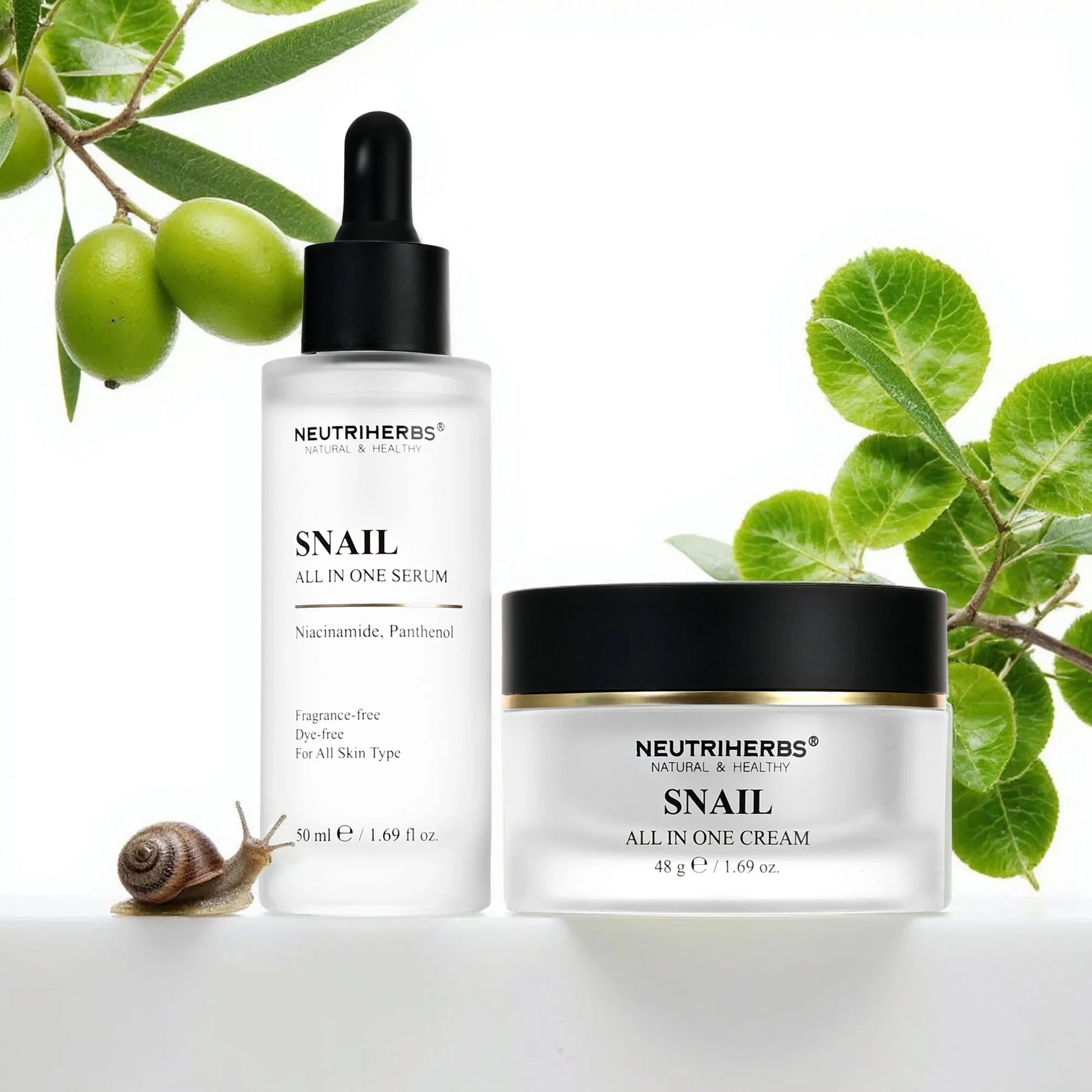 Neutriherbs snail mucin duo hudvard med snigelslem