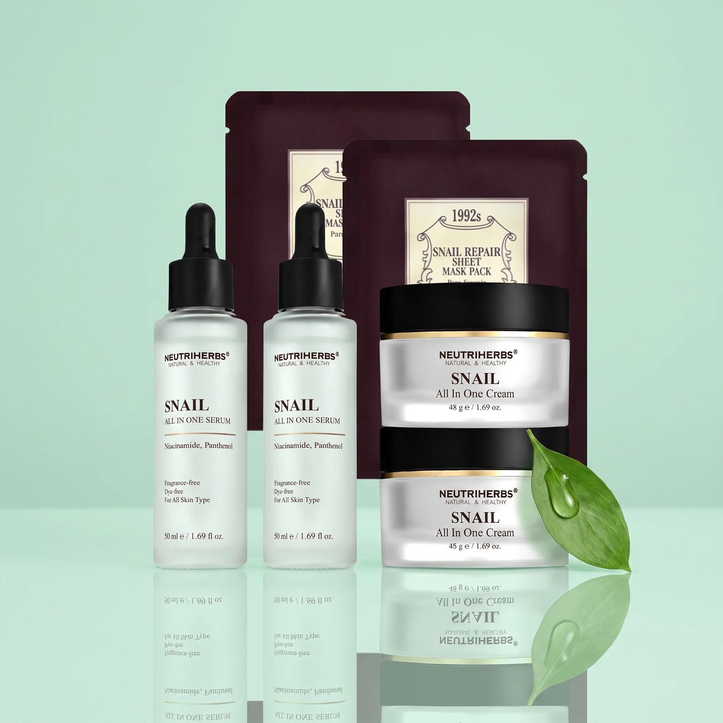 Neutriherbs snail mucin duo hudvard med snigelslem